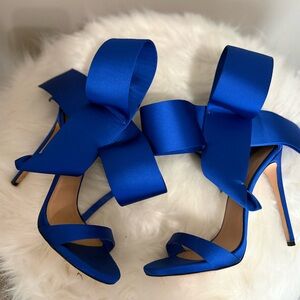 Elegant Blue Bow Women's Heels